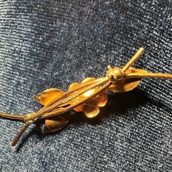 Krementz Vintage Rose Gold Dainty Rose Brooch Pin - Picture 7 of 9